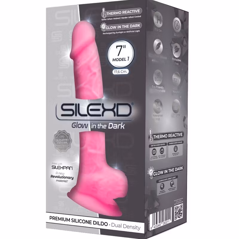 Silexd – Model 1 Realistisk Penis i Premium Silikon Fluorescerande Rosa 17.5 cm för Intensiv Njutning