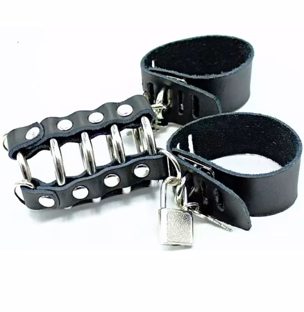 OHMAMA FETISH - PENIS CAGE I METALL MED LÄDERREMMAR