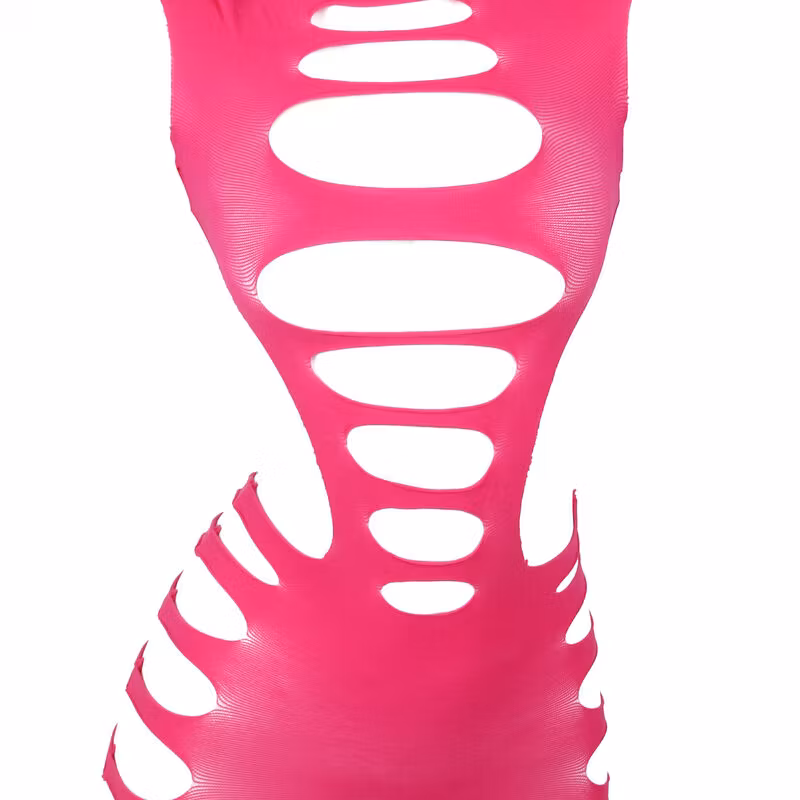 LÅNGÄRMAD ELASTISK FISHNET BODYSTOCKING ROSA