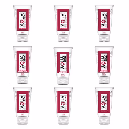AQUA TRAVEL BIG PACK - SMAK AV HALLONSMAK VATTENBASERAT GLIDMEDEL - 8 STYCK 50 ML + 1 STYCK GRATIS