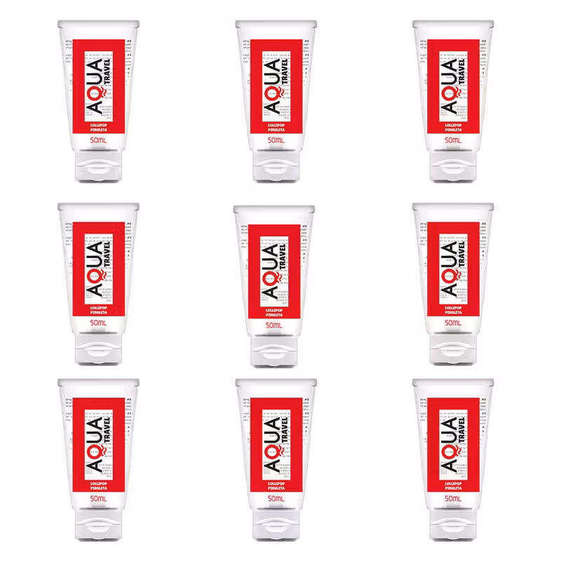 AQUA TRAVEL BIG PACK - SMAK AV LOLLIPOP VATTENBASERAT GLIDMEDEL - 8 STYCK 50 ML + 1 STYCK GRATIS