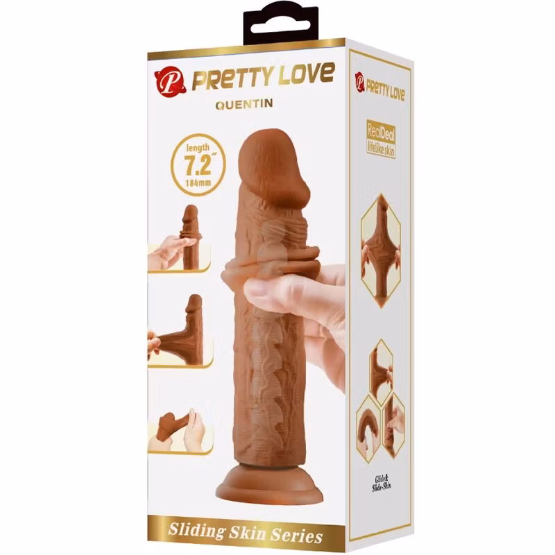 REALISTISK DILDO MED REALISTISK ELASTISK FÖRHUD 18 CM BRUN