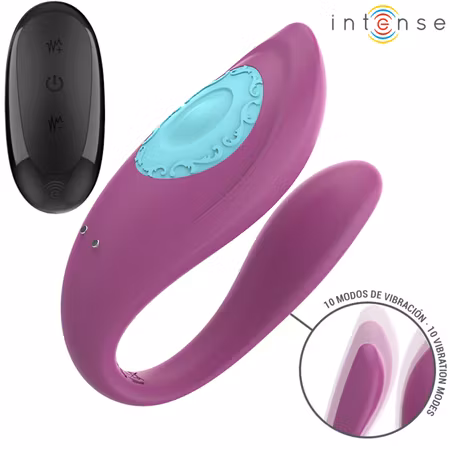 INTENSE - Annie U-Formad Stimulerande Vibrator med Fjärrkontroll Lila – Innovativ Design för Dubbel Stimulering och Skräddarsydd Njutning