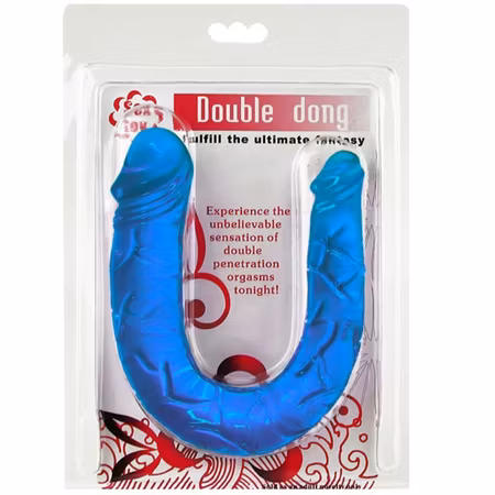 Baile DubbelDildo Blå Transparent – Tjocklek 4 cm för Dubbel Stimulans och Intensiv Njutning