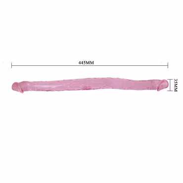 "Baile DubbelDildo Rosa Transparent – 44,5 cm Längd, Tjocklek 3,5 cm för Dubbel Stimulans och Intensiv Njutning