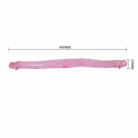 "Baile DubbelDildo Rosa Transparent – 44,5 cm Längd, Tjocklek 3,5 cm för Dubbel Stimulans och Intensiv Njutning