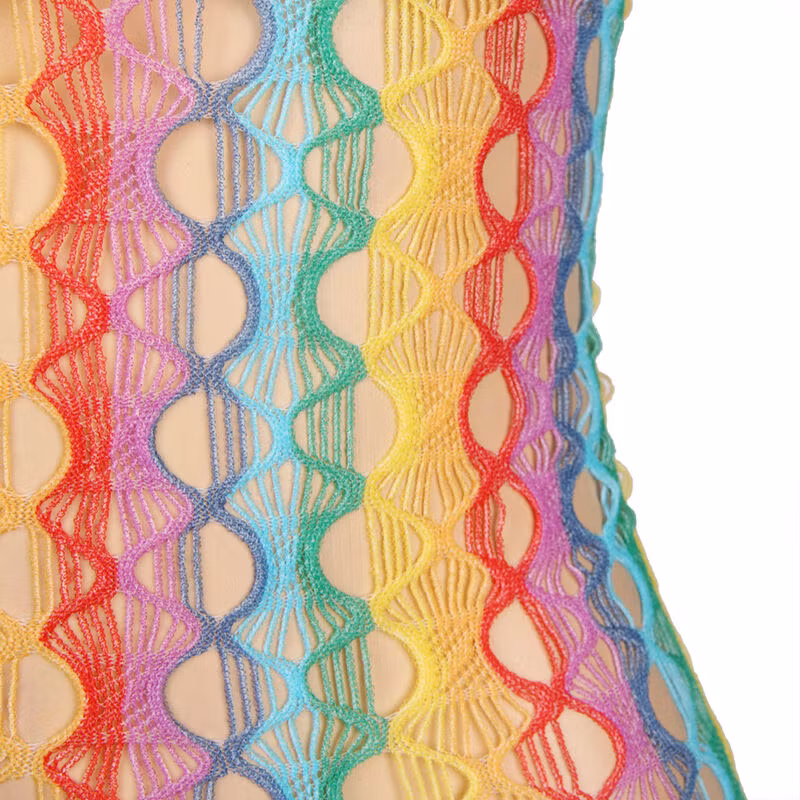 Regnbågsmönstrad Axellös Nätklänning