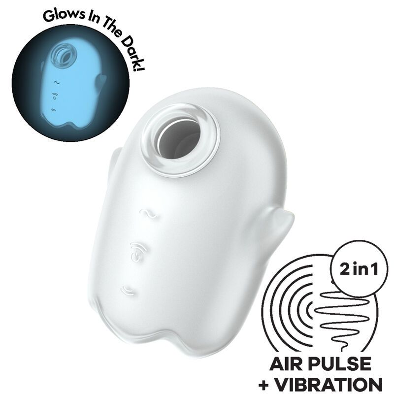 SATISFYER GLOWING GHOST AIR PULSE & VIBRATOR – Vit Modell för Effektiv Klitorisstimulering med Airpulse Teknologi