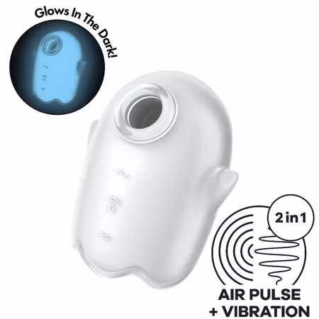 SATISFYER GLOWING GHOST AIR PULSE & VIBRATOR – Vit Modell för Effektiv Klitorisstimulering med Airpulse Teknologi
