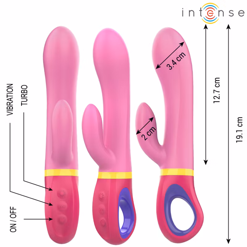 INTENSE - Daphne Rabbit Vibrator Rosa – Dubbel Stimulering för Klitoris och G-Punkt med Mjuk Rosa Silikon