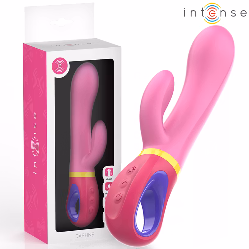 INTENSE - Daphne Rabbit Vibrator Rosa – Dubbel Stimulering för Klitoris och G-Punkt med Mjuk Rosa Silikon