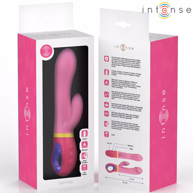 INTENSE - Daphne Rabbit Vibrator Rosa – Dubbel Stimulering för Klitoris och G-Punkt med Mjuk Rosa Silikon
