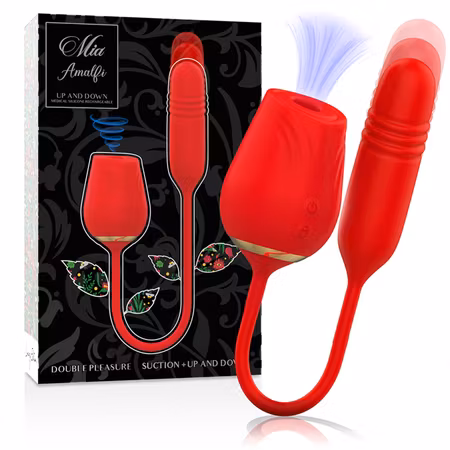 MIA AMALFI DUBBEL NJUTNING – SUCCI N LUFTTRYCKSVIBRATOR med Stötande Upp- och Neråt Rörelse för Intensiv Stimulering