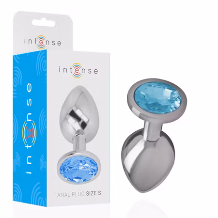 INTENSE – Analplugg i Aluminium Metall med Blå Kristall, Small, Diameter 2,6 cm för Lyxig och Intensiv Anal Stimulans