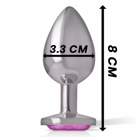 INTENSE – Analplugg i Aluminium Metall med Rosa Kristall, Medium, Diameter 3,3 cm för Elegant och Effektiv Anal Stimulans