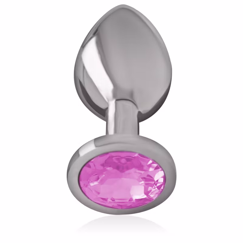 INTENSE – Analplugg i Aluminium Metall med Rosa Kristall, Small, Diameter 2,6 cm för Mjuk och Elegant Anal Stimulans