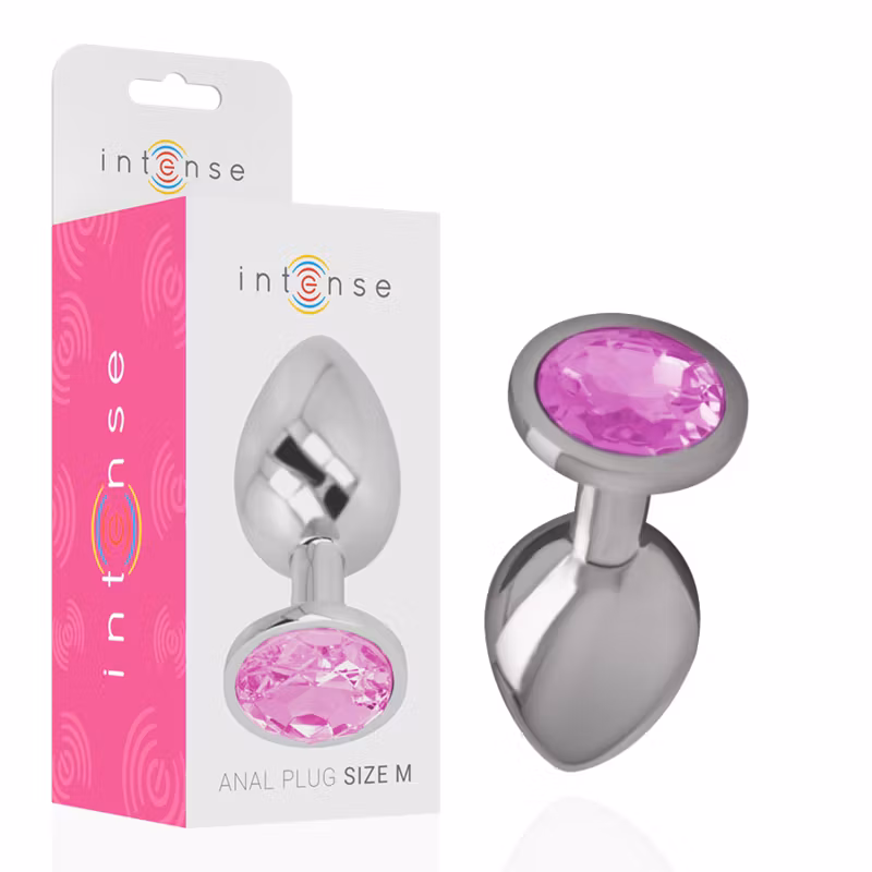 INTENSE – Analplugg i Aluminium Metall med Rosa Kristall, Small, Diameter 2,6 cm för Mjuk och Elegant Anal Stimulans
