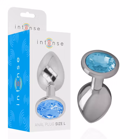 INTENSE – Analplugg i Aluminiummetall med Blå Kristall, Large, Diameter 4 cm för Kraftfull Stimulans och Elegans