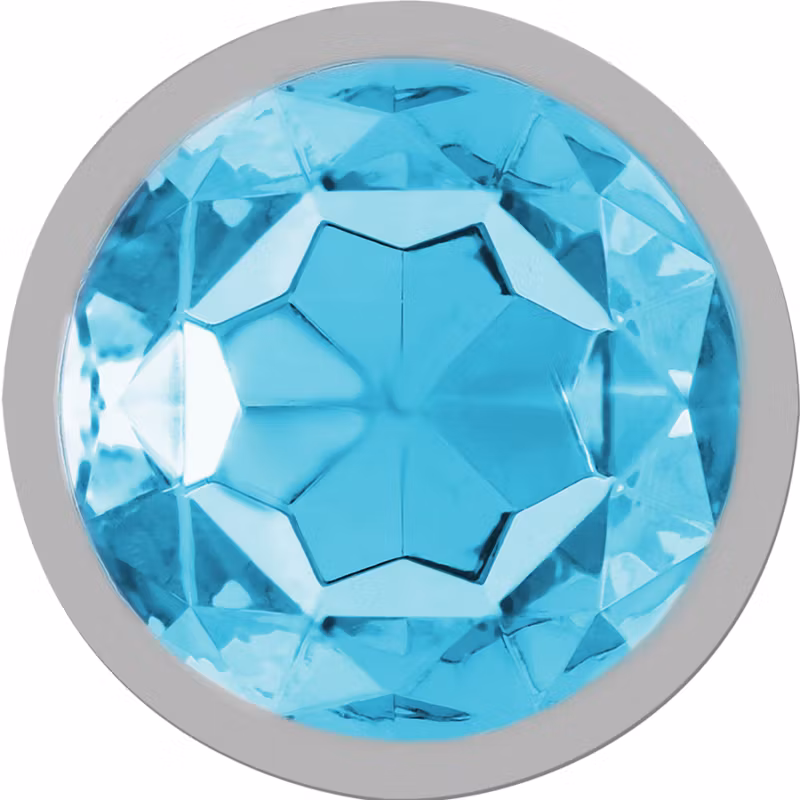 ANALPLUG I ALUMINIUMMETALL MED BLÅ KRISTALL, STORLEK L