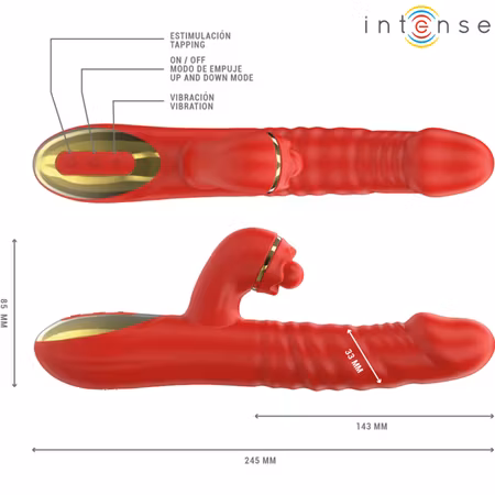 Intensiv – Thalia Dildo Vibrator med Stötande Rörelser Röd för Kraftfull och Dynamisk Njutning