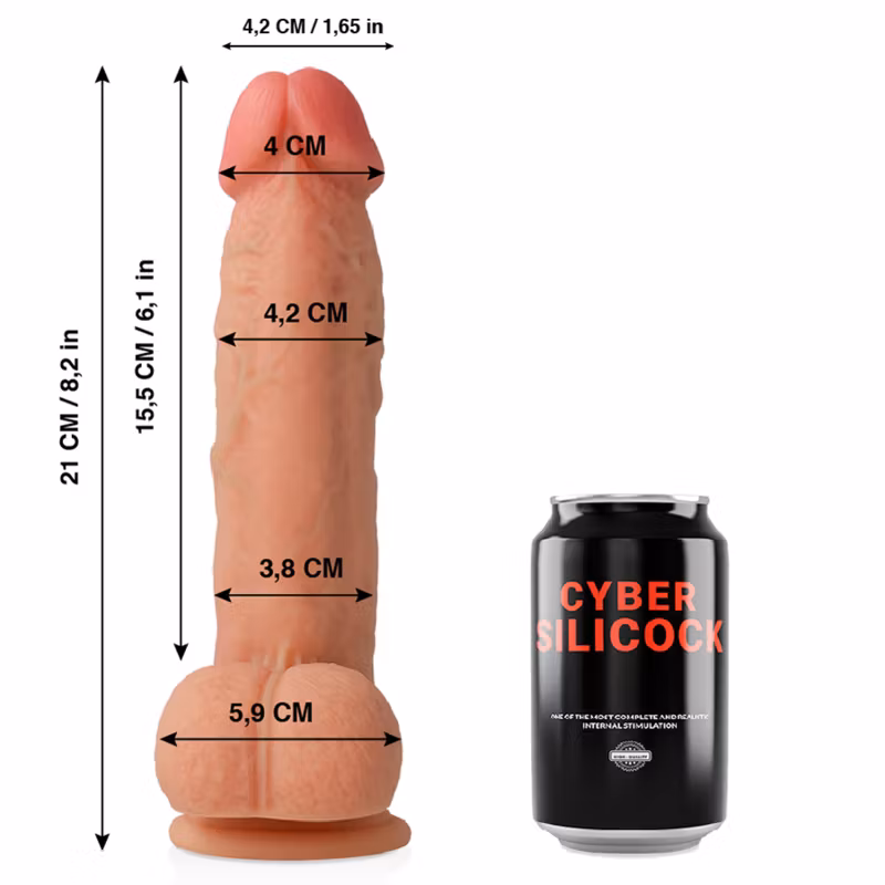"CYBER SILICOCK - SAUL ULTRA-REALISTISK SILIKONDILDO 21 CM X Ø 4,2 CM – Mjuk och Flytande Dildo för Realistisk Njutning"