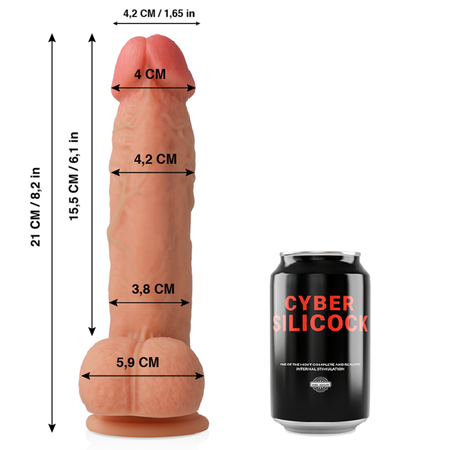 "CYBER SILICOCK - SAUL ULTRA-REALISTISK SILIKONDILDO 21 CM X Ø 4,2 CM – Mjuk och Flytande Dildo för Realistisk Njutning"