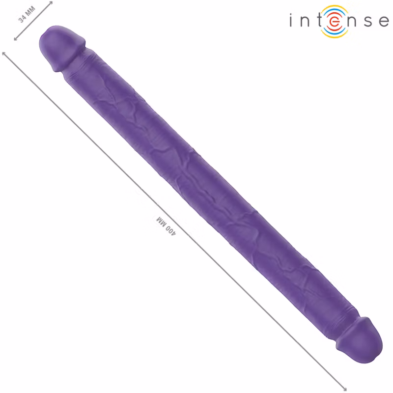 Intense Gunter Dildo Double Vibrator 40 cm lila med fjärrkontroll – kraftfull dubbel vibrator för intensiv stimulans och flexibel kontroll