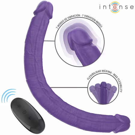 Intense Gunter Dubbel Dildo Vibrator 40 cm Lila med Fjärrkontroll – För Dubbel Stimulans och Maximalt Njutning