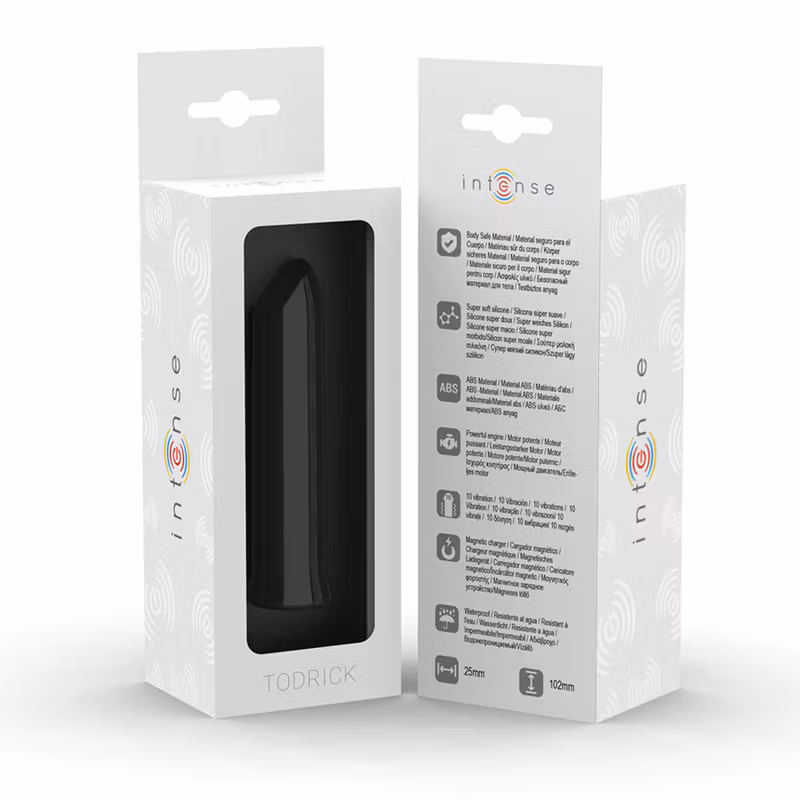 Svart klitorisstimulator Todrick Pink för kvinnor – kompakt bullet vibrator med kraftfulla vibrationer, ergonomisk design och kroppssäkra material.
