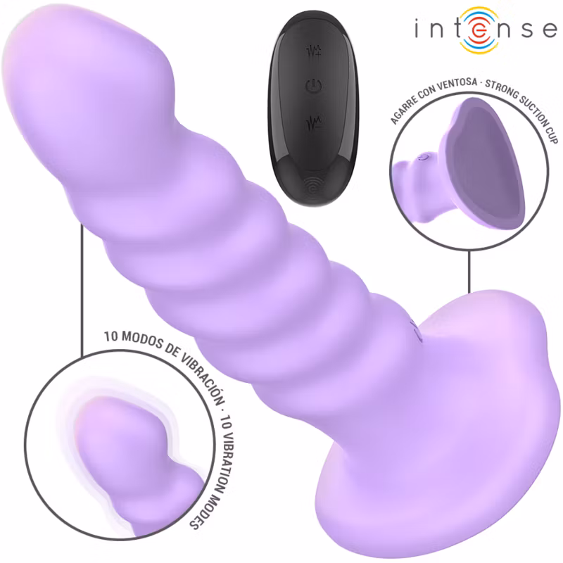 Lila spiralformad vibrator i storlek M med fjärrkontroll – INTENSE Brenda med 10 vibrationslägen, tillverkad i mjukt silikon