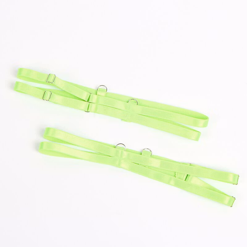 Sexigt grönt och blått BH-set för dam från Subblime med spetsdetaljer och strumpeband, storlek L/XL