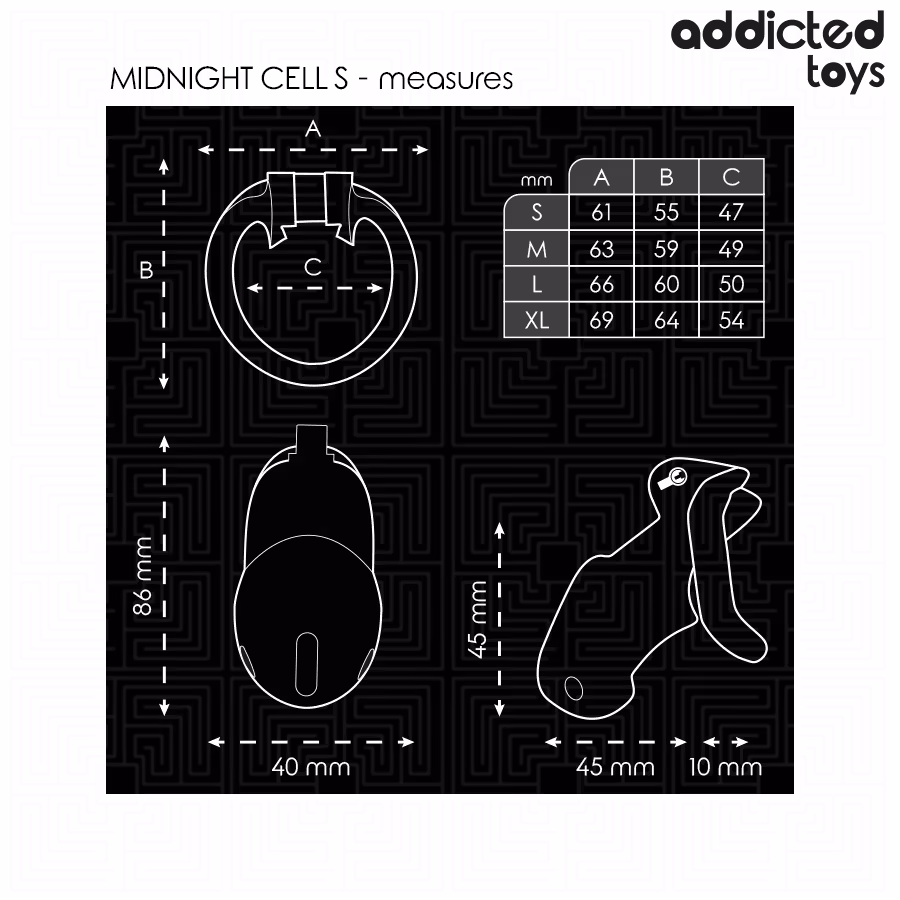 ADDICTED TOYS LOCKED - MIDNIGHT CELL PENISBUR STORLEK S CM
