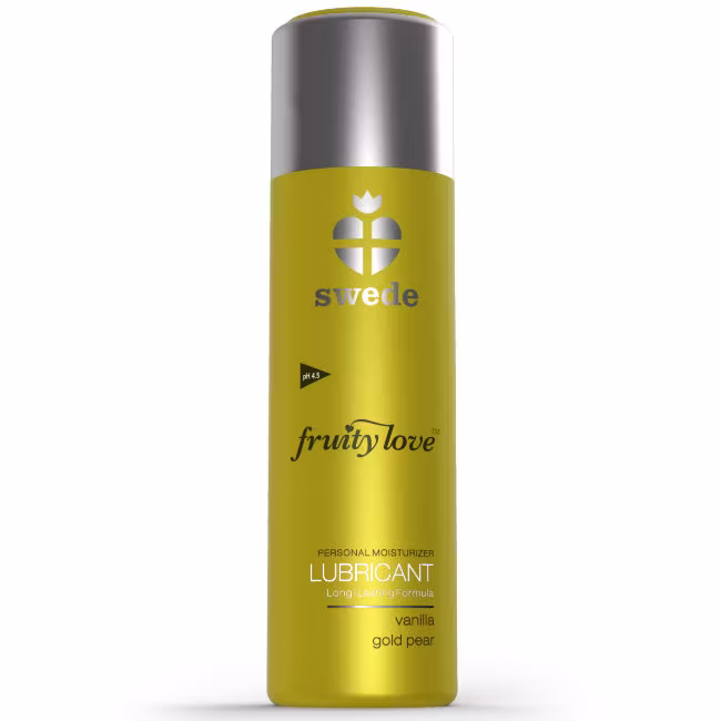 Swede Fruity Love Lubricant Vanilla Gold Pear 50 ml – fruktigt vattenbaserat glidmedel, silkeslent och kondomsäkert.