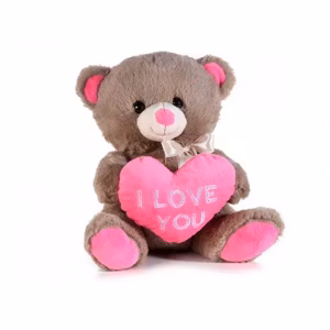 Brun och rosa nalle I Love you