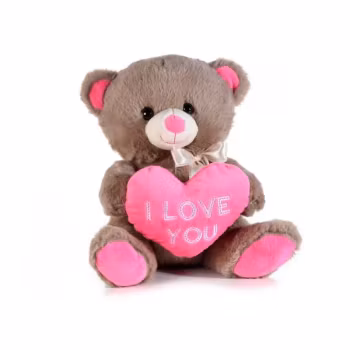 Brun och rosa nalle I Love you