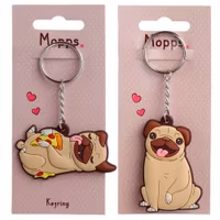 Gullig Mops nyckelring