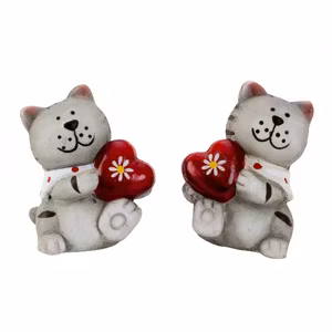 Katt med hjärta i keramik