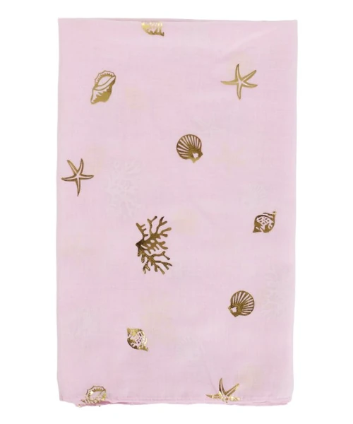 Rosa scarf med guldtryck