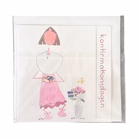 Dubbelkort med kuvert Konfirmationsdagen, tjej