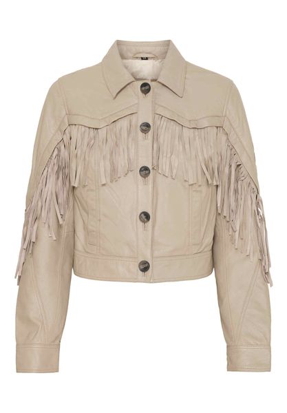 Leather jacket Fringe Cropped Taupe - Notyz