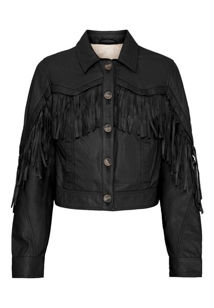 Leather jacket Fringe Cropped Black - Notyz