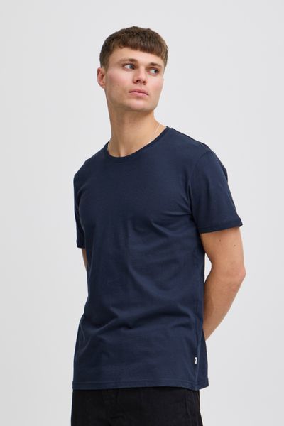 T-shirt enfärgad BAS SDROCK Navy- Solid