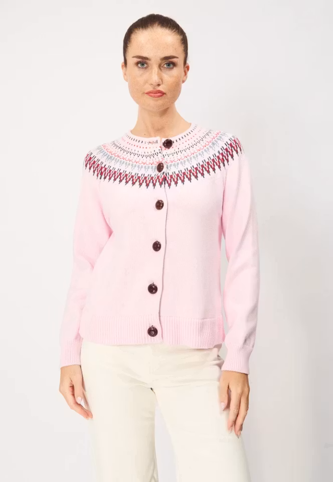 Stickat Joelle Cotton Cardigan Pink - Jumperfabriken