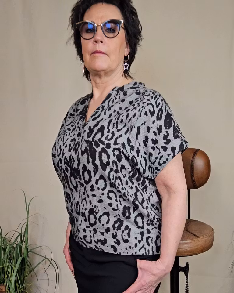 Blus KAmila Wing grey leo - Kaffe