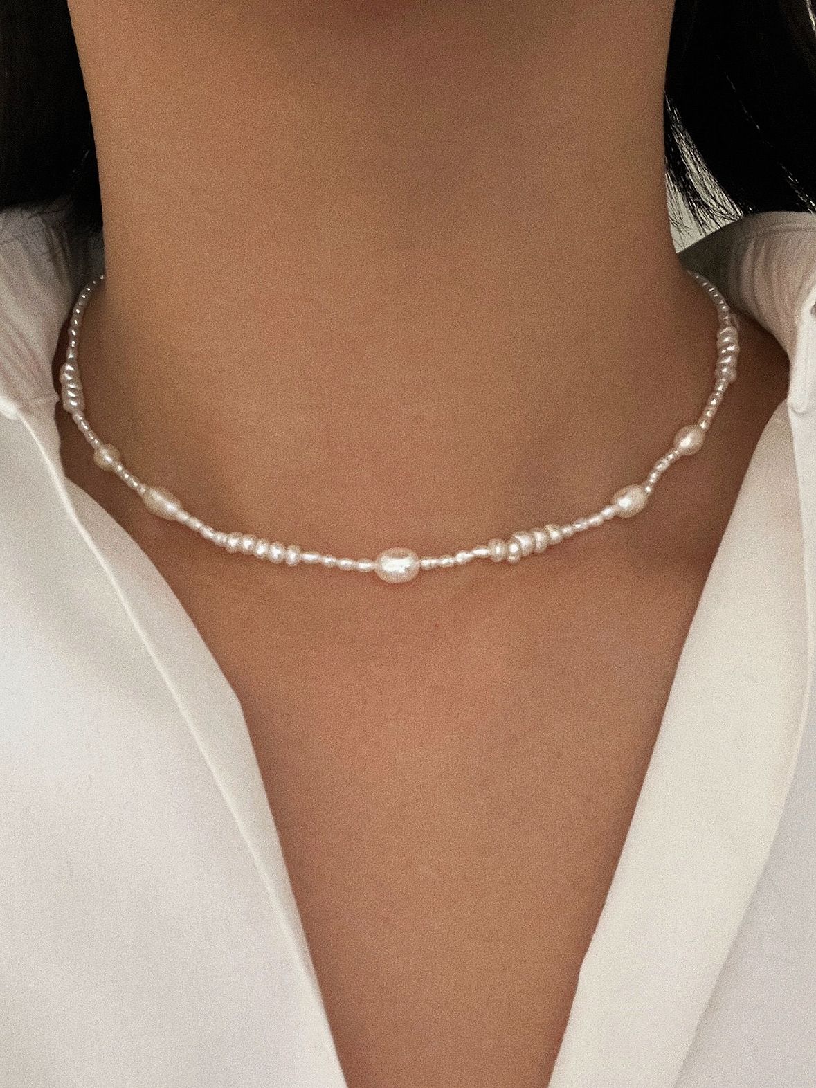 sötvattenspärlor handgjorda halsband choker