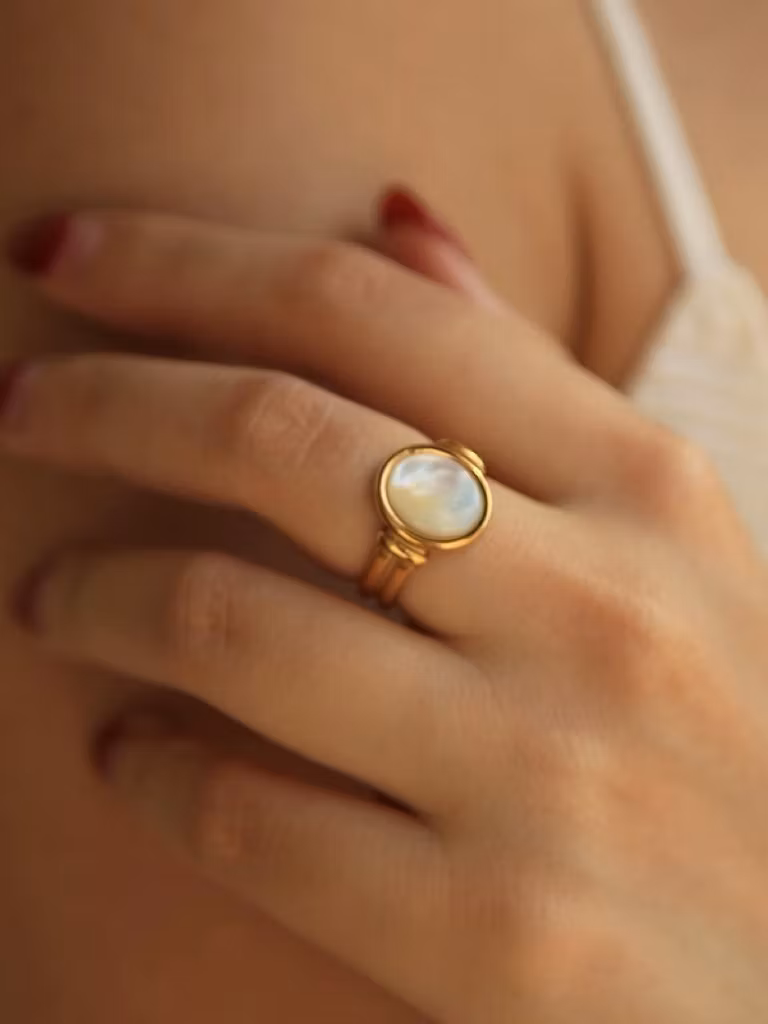 Ringar i stål med 18k guld med skal