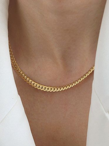 UNISEX Halsband i stål med 18k guld med ormkedja 40cm