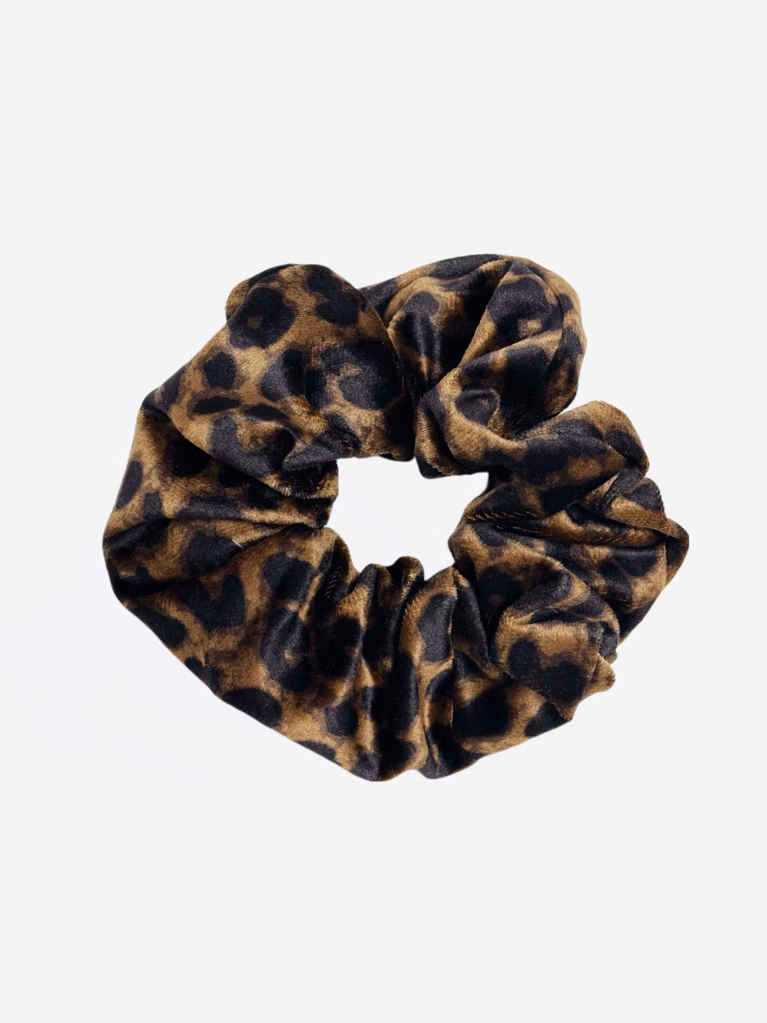 Scrunchie i sammetsimitation med leopardmönster