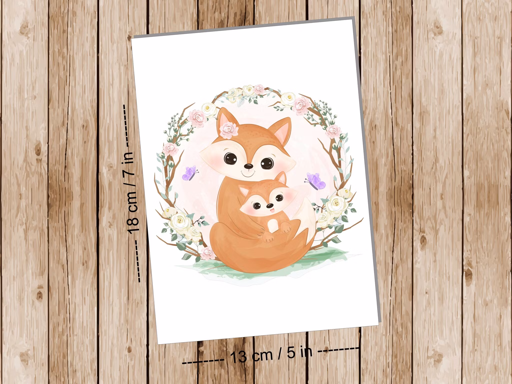 Mum and child (Fox) - Art print