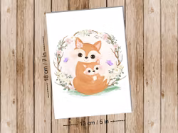 Mum and child (Fox) - Art print